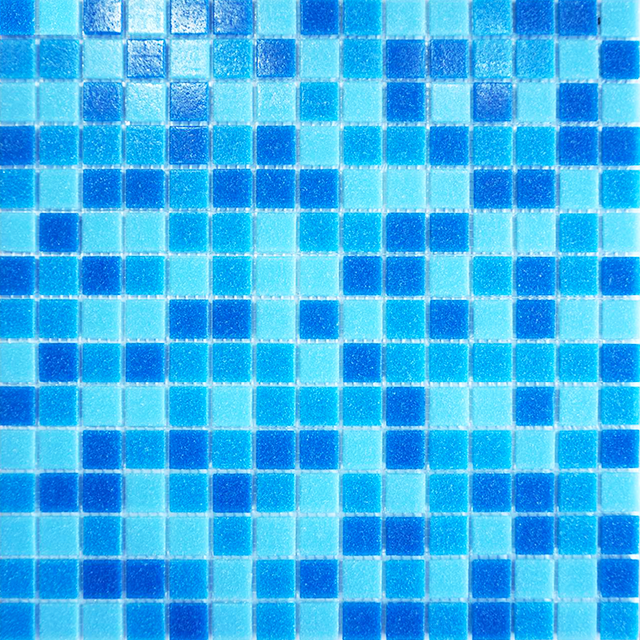 Azulejo de mosaico de piscina de vidrio de fusión en caliente de mezcla azul cuadrada
