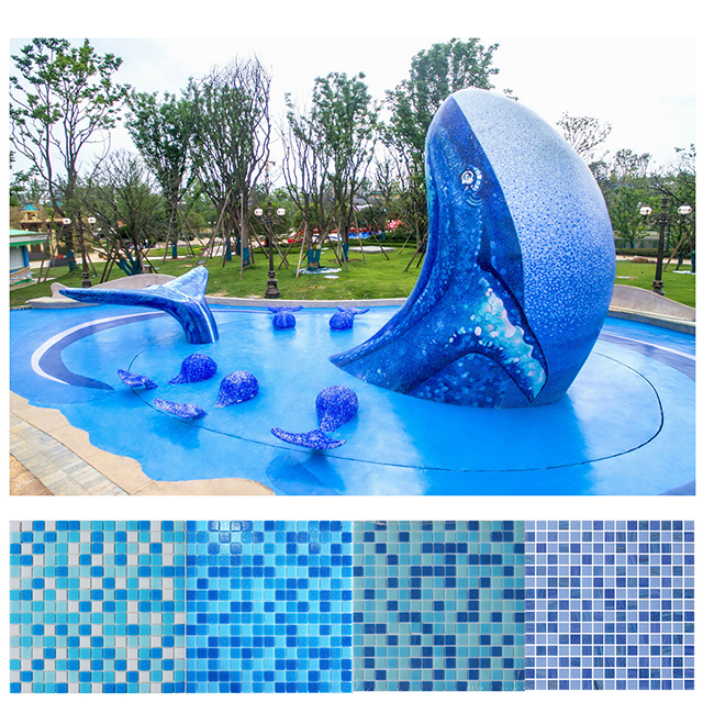 Azulejo de mosaico de fusión en caliente de mezcla azul cuadrada de 20x20 mm