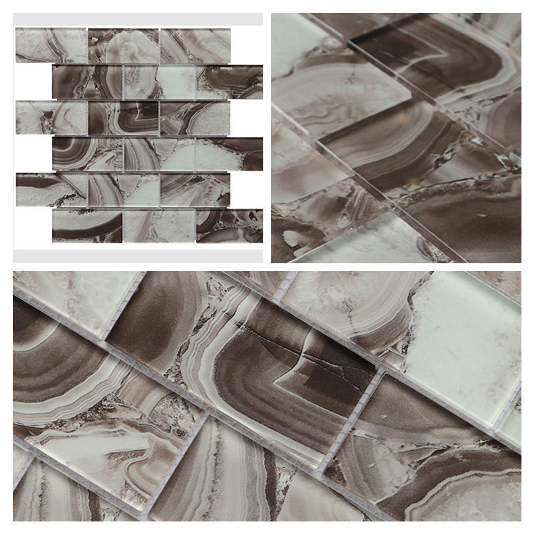 Impresión de inyección de tinta Marrón 2x4" Mosaico de vidrio