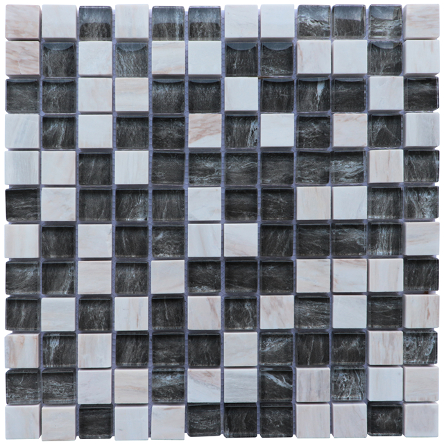 Mosaico de vidrio de mezcla de piedra de 23x23 mm de fabricación china